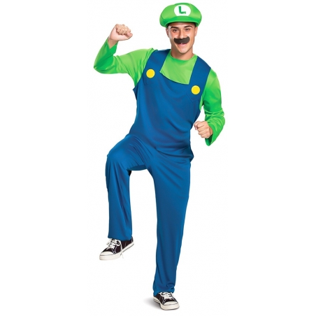 Déguisement Luigi pour homme avec casquette et moustache