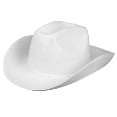 Chapeau cowboy blanc rodéo pour adulte, idéal pour accessoiriser une tenue sur le thème Western