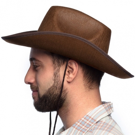 Chapeau de cowboy marron idéal pour compléter un costume sur le thème Western ou Country Chapeau de cowboy marron idéal pour compléter un costume sur le thème Western ou Country