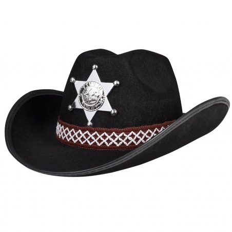 Chapeau cowboy enfant sherif noir - Western Party