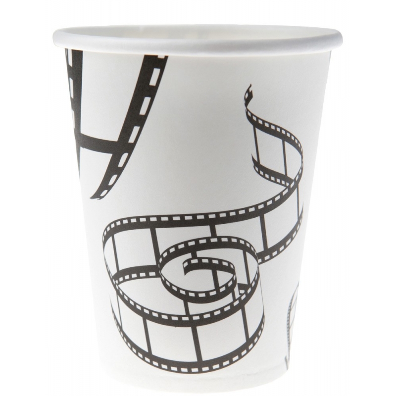 10 Gobelets cinéma noir et blanc en carton - Déco de table