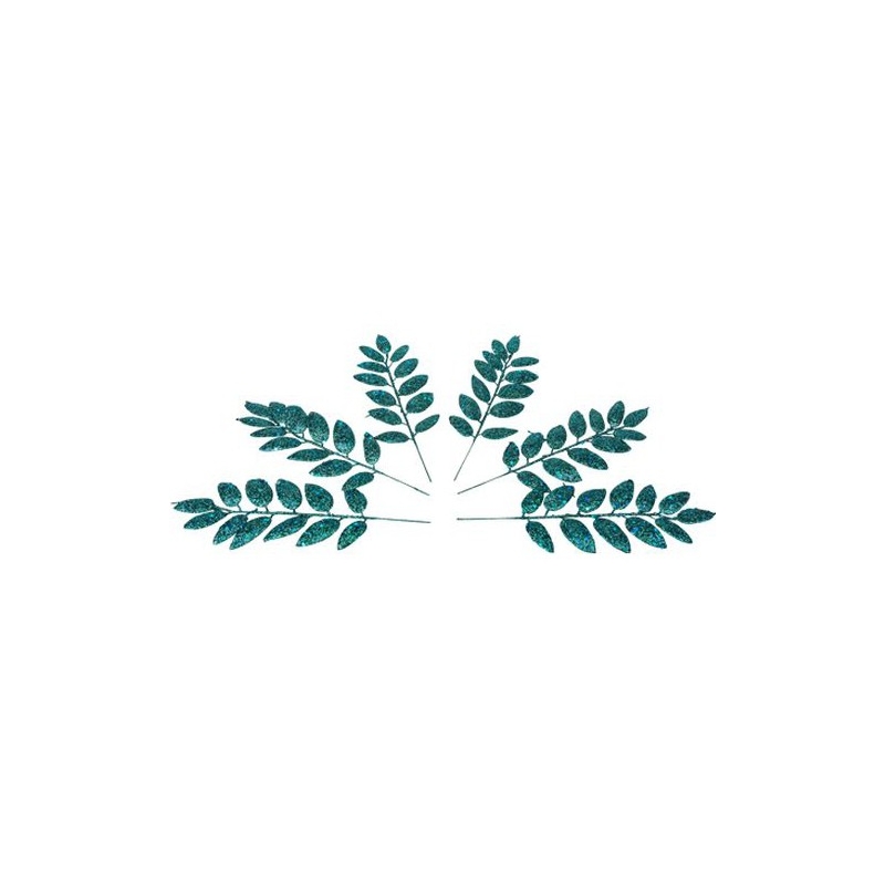 6 branches de feuilles tropicales vert émeraude à intégrer dans votre déco de table tropicale