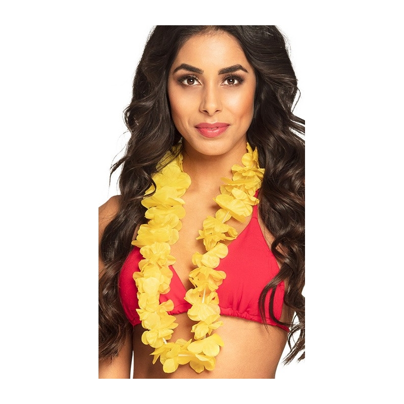 Accessoire tenue hawaienne, collier hawaï jaune