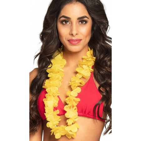 Accessoire tenue hawaienne, collier hawaï jaune
