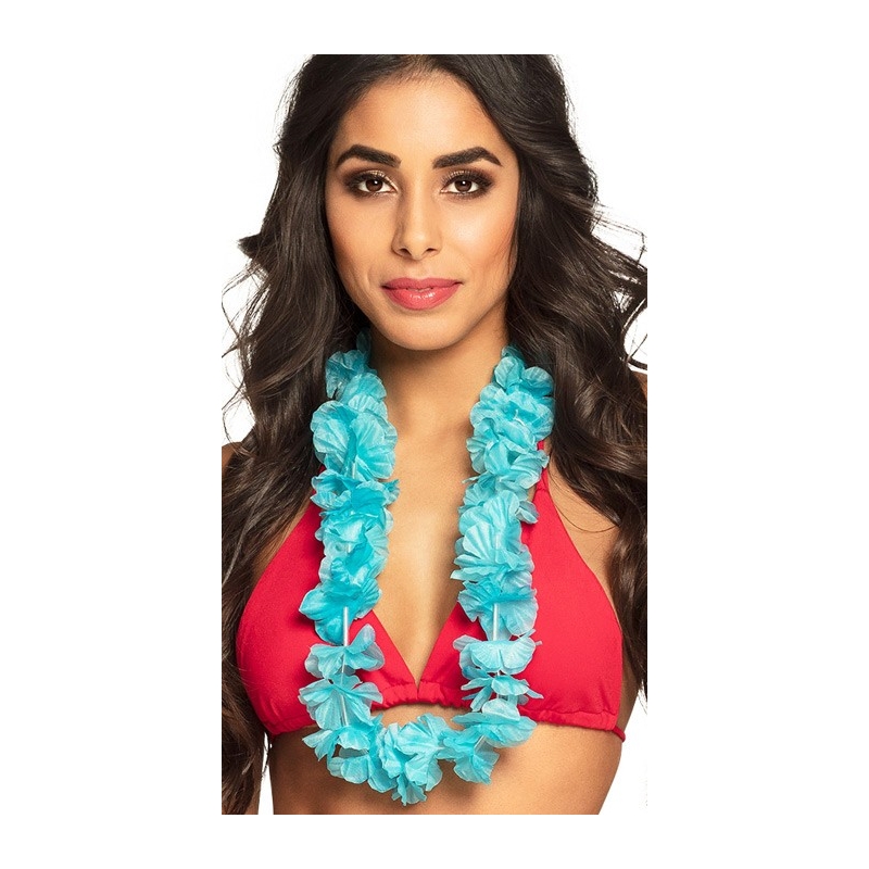 Hawaï - Collier bleu turquoise en fleurs artificielles