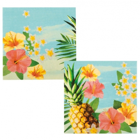 Thème Tropical, lot de 12 serviettes en papier paradis tropical