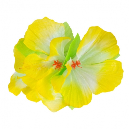 Pince à cheveux Hibiscus jaune - Hawaï Party