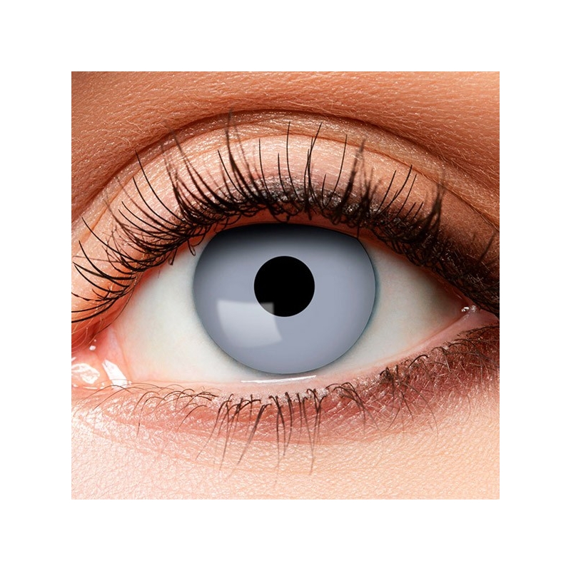 Paire de lentilles grise, idéale pour réaliser un maquillage de vampire réaliste pour Halloween