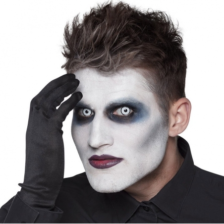 Lentilles blanches avec halo noir idéales pour réaliser un maquillage halloween Lentilles blanches avec halo noir idéales pour réaliser un maquillage halloween