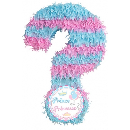 Pinata forme point d'interrogation spéciale Baby Shower "prince ou princesse"