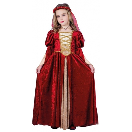 Déguisement princesse medievale rouge fille