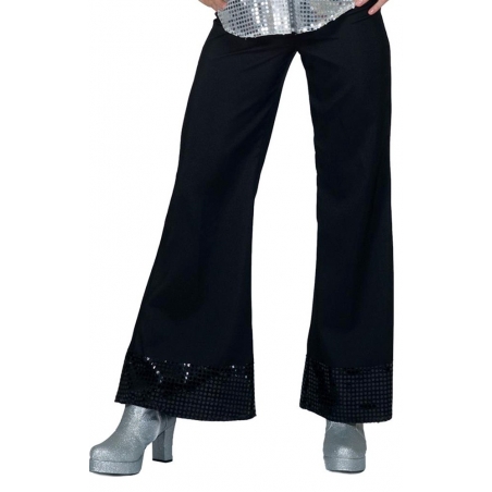 Pantalon disco femme noir idéal pour une soirée années 70 ou disco