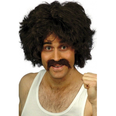 kit perruque et moustache brune rétro - déguisement 118 218