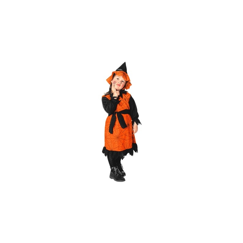 Déguisement sorcière pour fille de 2 ans et 3 ans, couleur orange - Halloween Party à petits prix