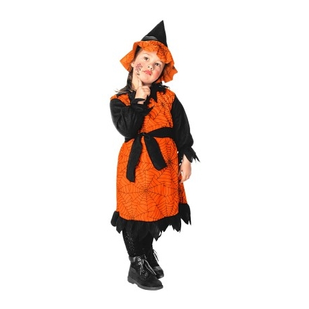 Déguisement sorcière pour fille de 2 ans et 3 ans, couleur orange - Halloween Party à petits prix