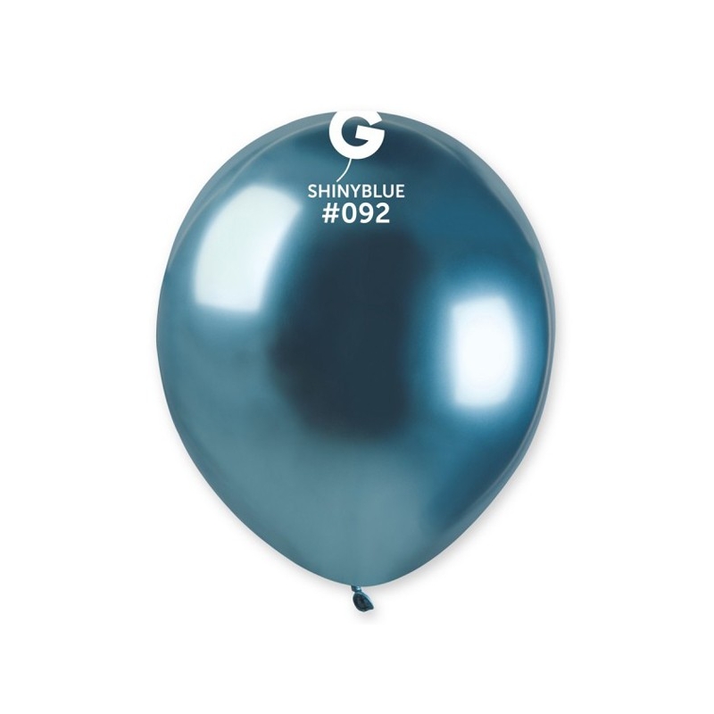 Ballon bleu en latex métallisé brillant d'un diamètre de 48 cm idéal pour agrémenter une décoration festive