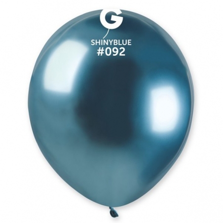 Ballon bleu en latex métallisé brillant d'un diamètre de 48 cm idéal pour agrémenter une décoration festive