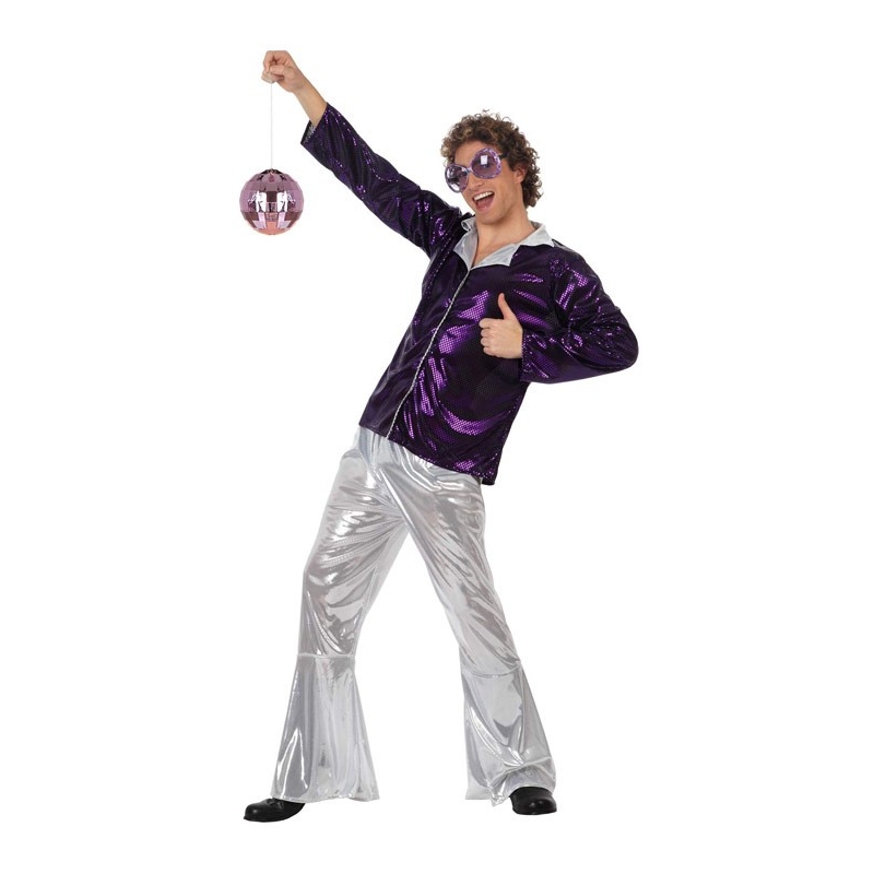 deguisement disco homme violet et argent - WA208S