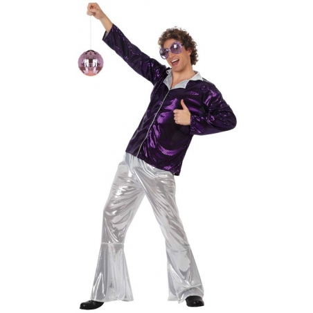 deguisement disco homme violet et argent - WA208S
