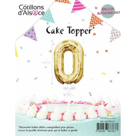 Ballon pour gâteau d'anniversaire chiffre 0 de couleur or auto-gonflant - CT6900-RO0