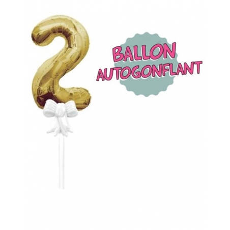 Ballon pour gâteau d'anniversaire, chiffre 2 doré