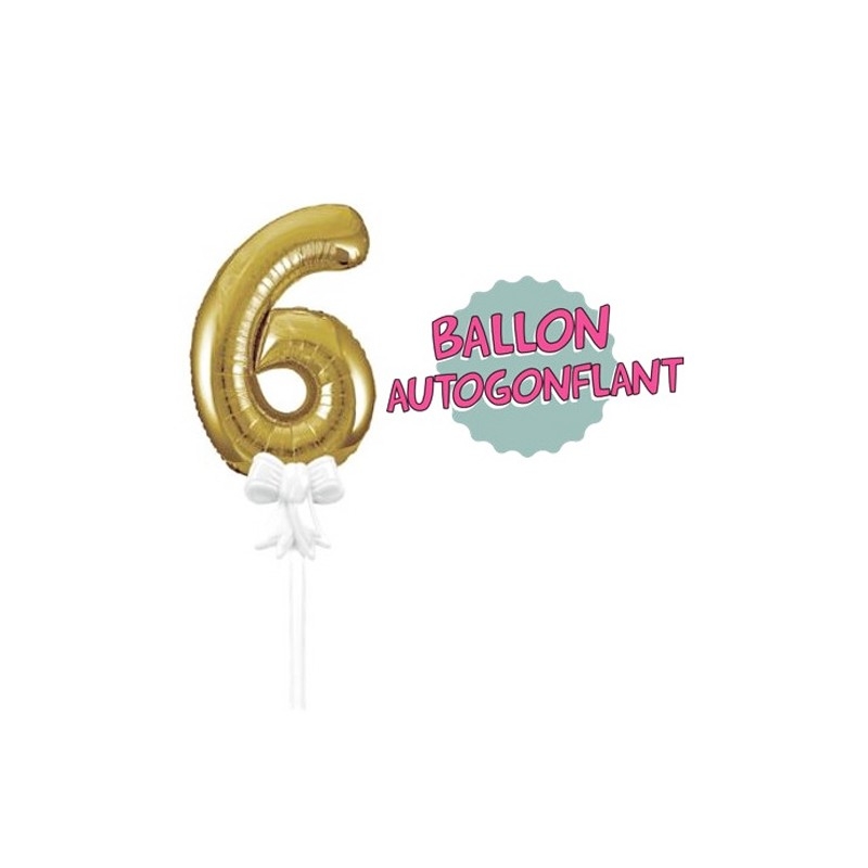 Ballon anniversaire chiffre 6, conçu pour la décoration de gâteau d'anniversaire