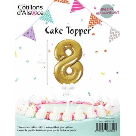Ballon chiffre 8 de couleur spécialement conçu pour la décoration de gâteau d'anniversaire