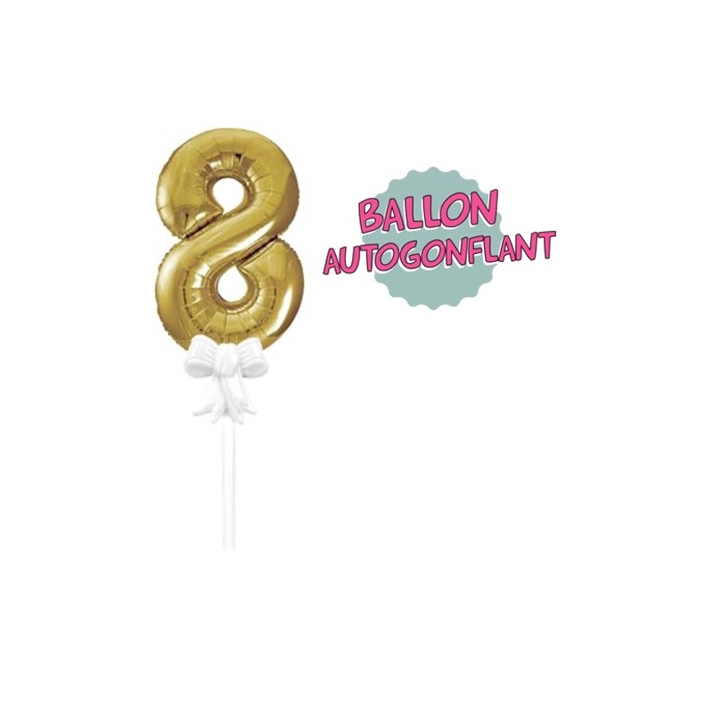 Ballon pour gâteau d'anniversaire chiffre 8 de couleur or