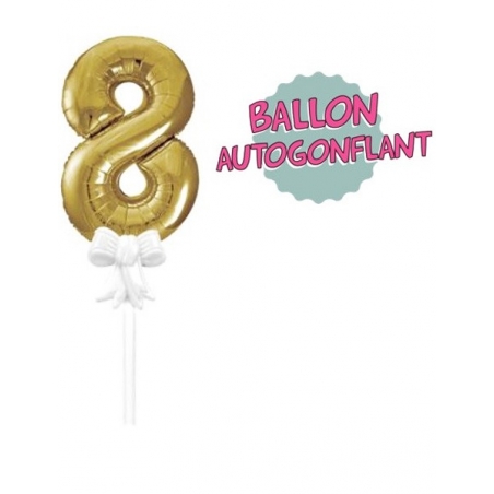Ballon pour gâteau d'anniversaire chiffre 8 de couleur or Ballon pour gâteau d'anniversaire chiffre 8 de couleur or