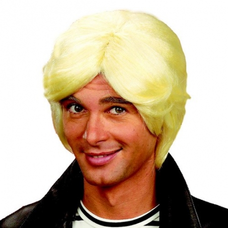 Perruque Claude François pour homme, cheveux blonds