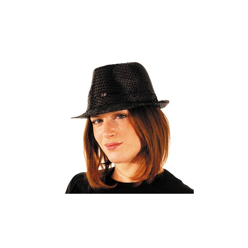Chapeau Borsalino disco noir à paillettes - FA040A