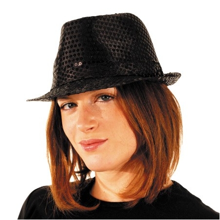 Chapeau Borsalino disco noir à paillettes - FA040A Chapeau Borsalino disco noir à paillettes - FA040A