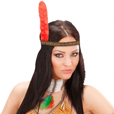Bandeau d'indienne avec plume porté par une femme