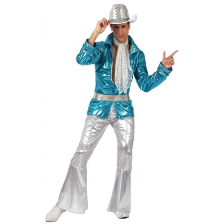 deguisement disco adulte bleu et argent - costume année 80