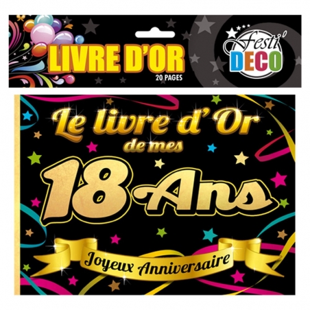 Livre d'or anniversaire 18 ans noir et or, 20 pages - 16436-18