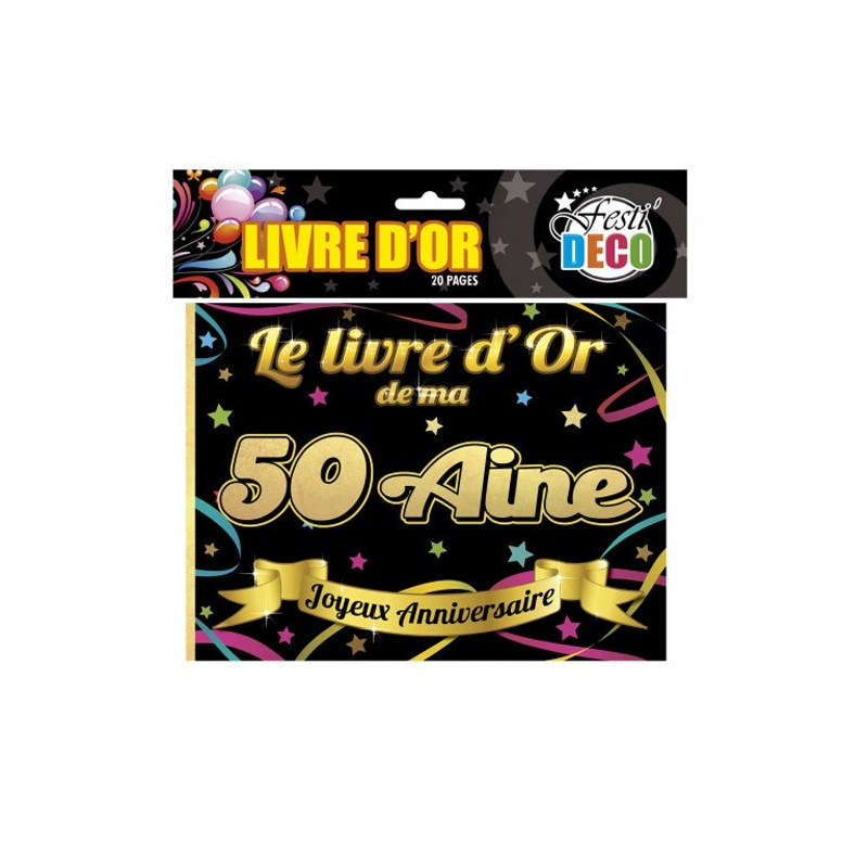 Livre d'or anniversaire 50 ans noir et or, 20 pages - 16436-50