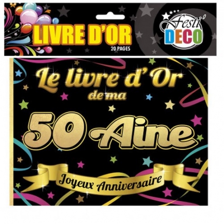 Livre d'or anniversaire 50 ans noir et or, 20 pages - 16436-50