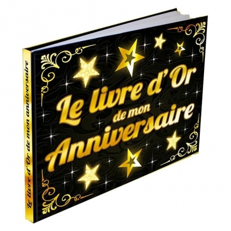 Livre d'or joyeux anniversaire couleur noir et or chic et élégant Livre d'or joyeux anniversaire couleur noir et or chic et élégant
