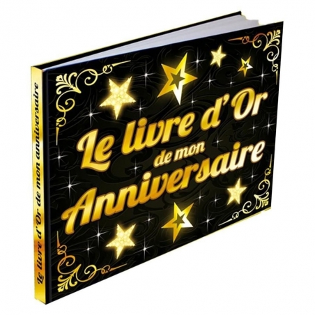 Livre d'or joyeux anniversaire couleur noir et or chic et élégant