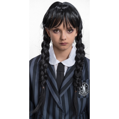 Perruque fille Mercredi Addams sous licence officielle