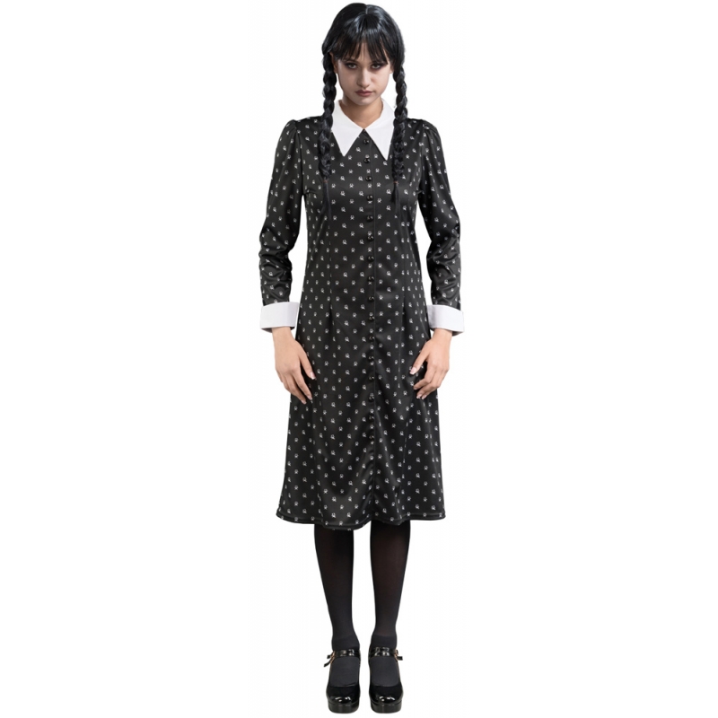 Robe de Mercredi Addams à motifs 14 / 16 ans (164cm), licence officielle Wednesday