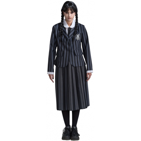 Mercredi Addams, robe écolière Nevermore Academy pour femme sous licence officielle
