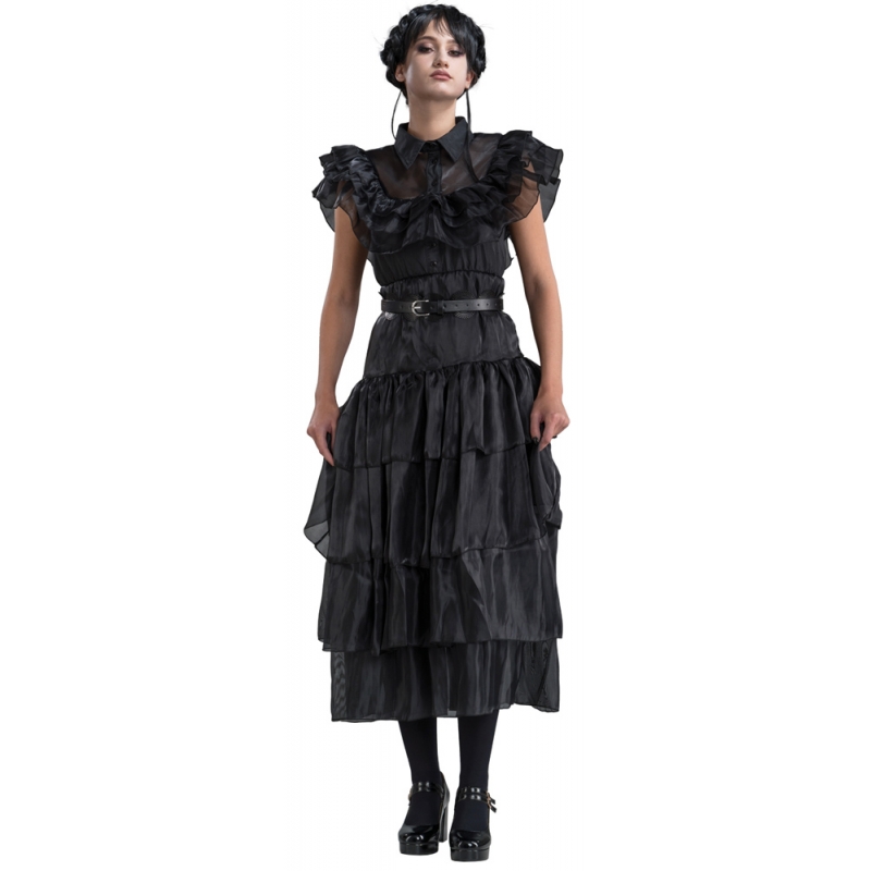 Mercredi Addams robe de bal pour femme, déguisement sous licence officielle
