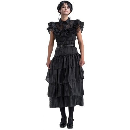 Mercredi Addams robe de bal pour femme, déguisement sous licence officielle