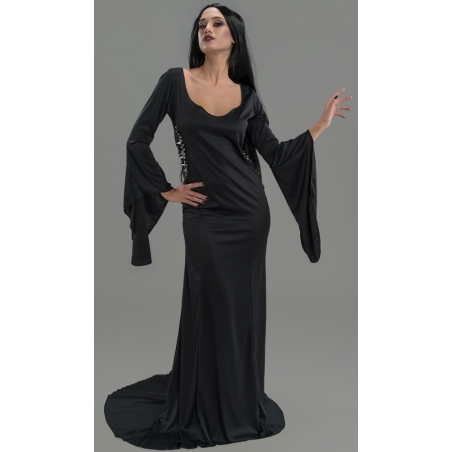 Morticia Addams, déguisement pour femme sous licence officielle idéal pour Halloween ou pour une soirée thème série télé