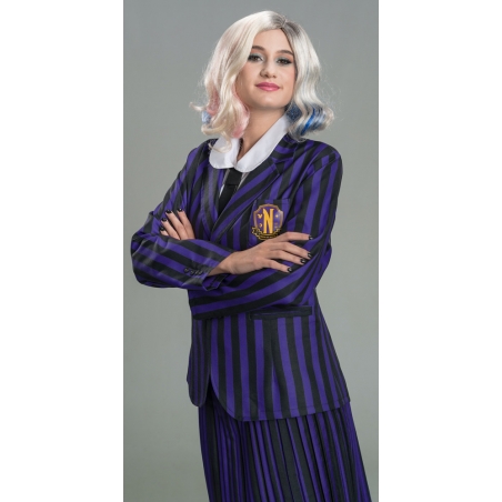 Mercredi Addams, uniforme Nevermore noir et violet pour femme (licence officielle)