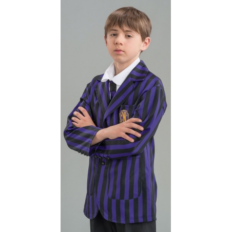 Veste Nevermore Academy avec plastron et cravate pour garçon - Wednesday officiel