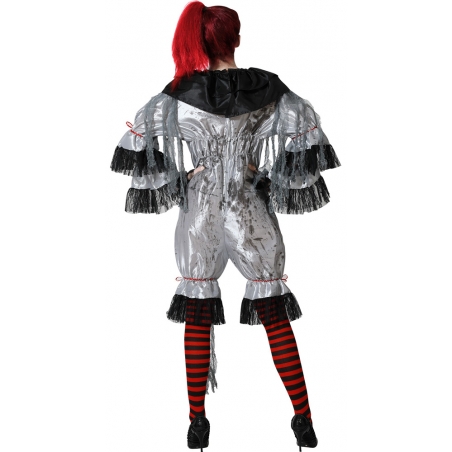Déguisement femme clown Halloween gris et noir Déguisement femme clown Halloween gris et noir