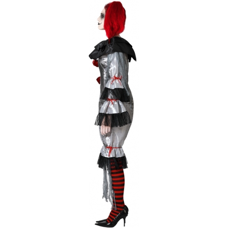 Costume de clown tueur pour femme, tunique grise et noire Costume de clown tueur pour femme, tunique grise et noire