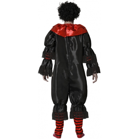 Costume de clown halloween pour homme, tunique noire et rouge